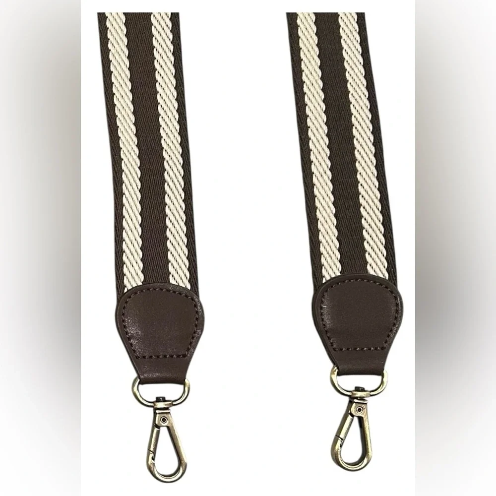 Heepdd | Woven Ribbon with Leather Ends Adjustable Brown Crossbody Strap NEW - Picture 7 of 8